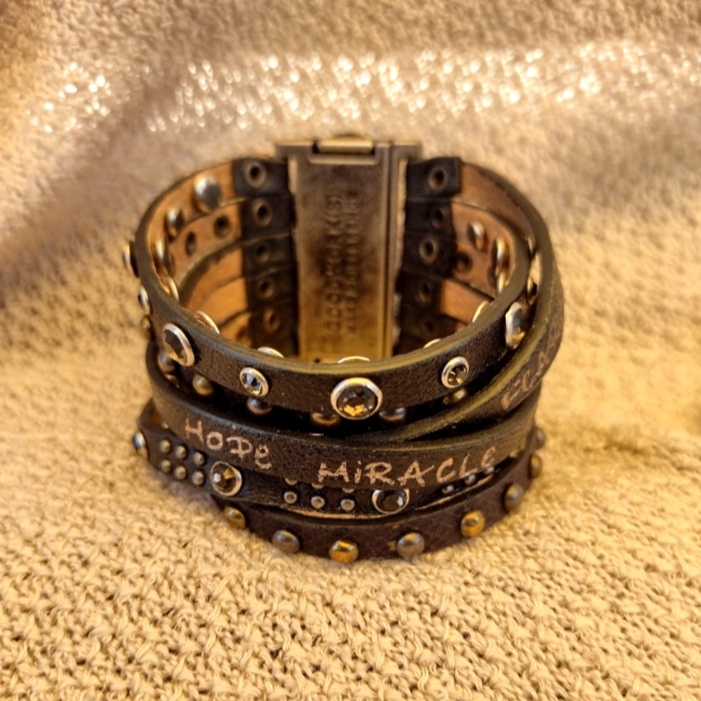 Good Works Leather Stud Multi Strap Bracelet - image 1